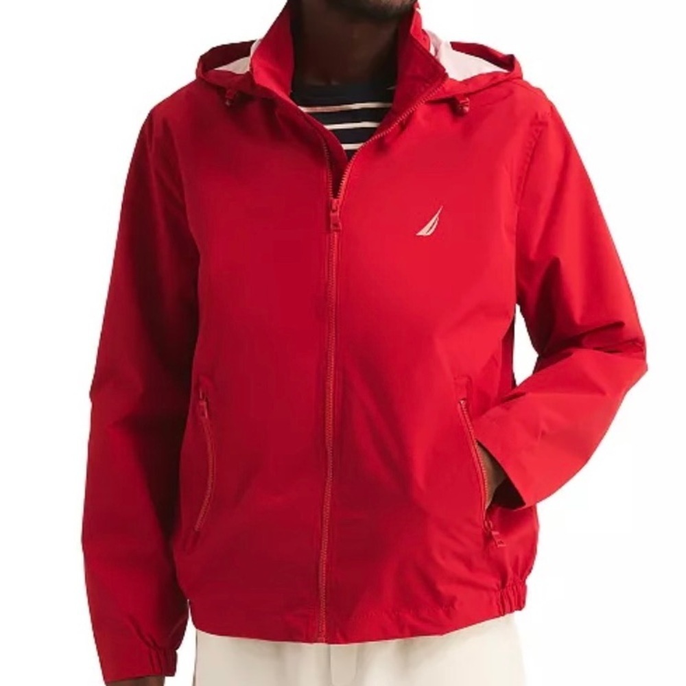 Nautica Men's Classic Rainbreaker Hooded Zip-Front Lightweight Jacket